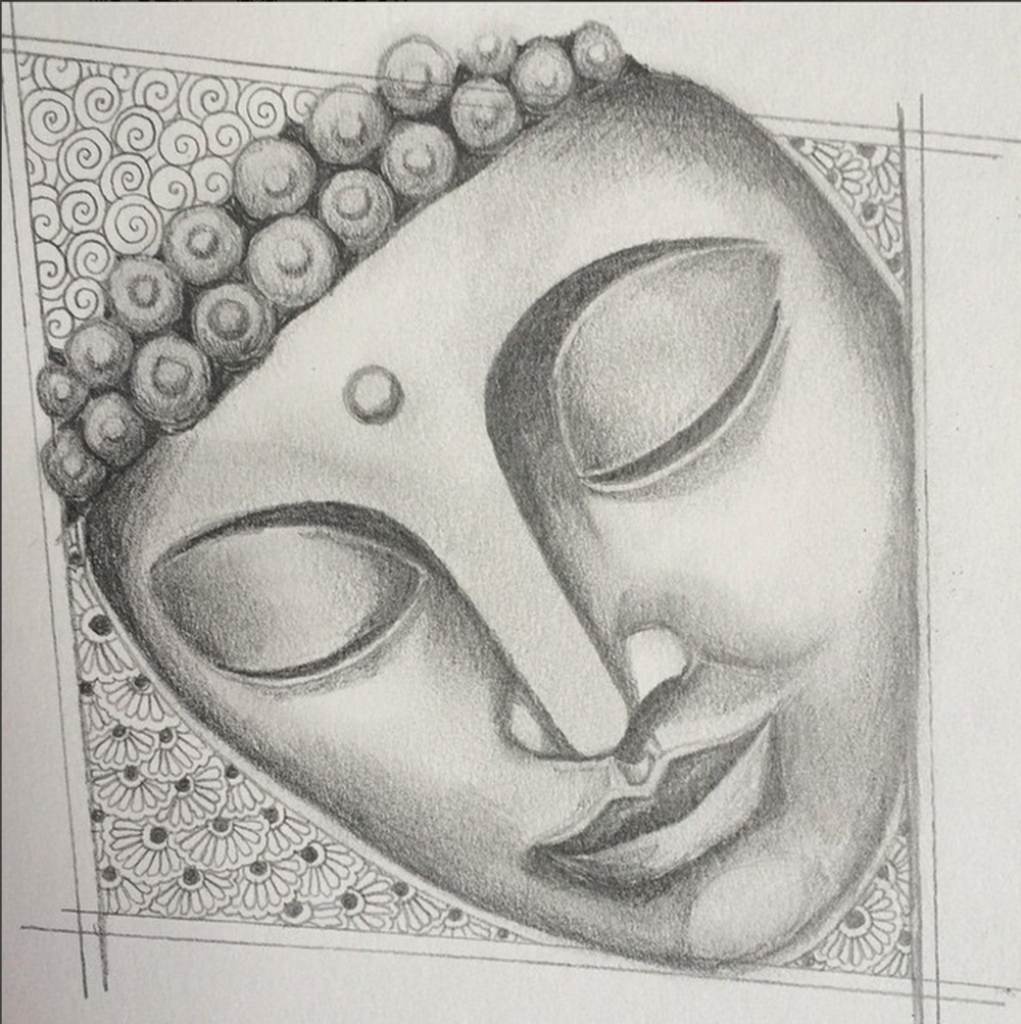 1021x1024 Simple Pencil Drawing Of Buddha Pencil Sketches Of Buddha Buddha - Buddha Sketch