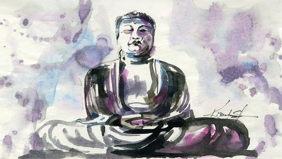 570x322 Zen Buddha Watercolor Painting Buddha Sketch 1 Etsy - Buddha Sketch Images