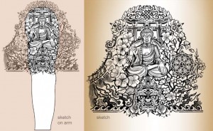 300x184 Tibetan Buddhist Tattoos - Buddha Tattoo Sketch