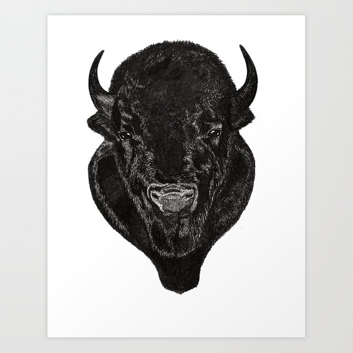700x700 Buffalo Head Art Print By Audraday Society6 - Buffalo Head Sketch