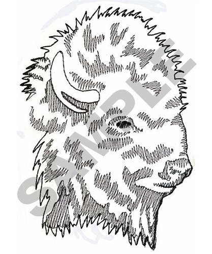 417x500 Animals Embroidery Design Buffalo Head Sketch From Great Notions - Buffalo Head Sketch