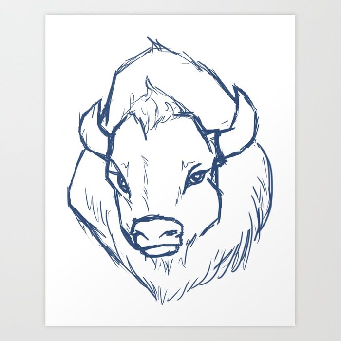 700x700 Buffalo Sketch Art Print By Jessmoore Society6 - Buffalo Sketch