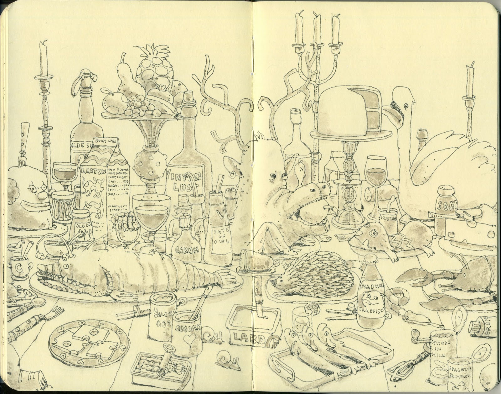 1600x1257 Mattias Inks The Road Kill Buffet - Buffet Sketch