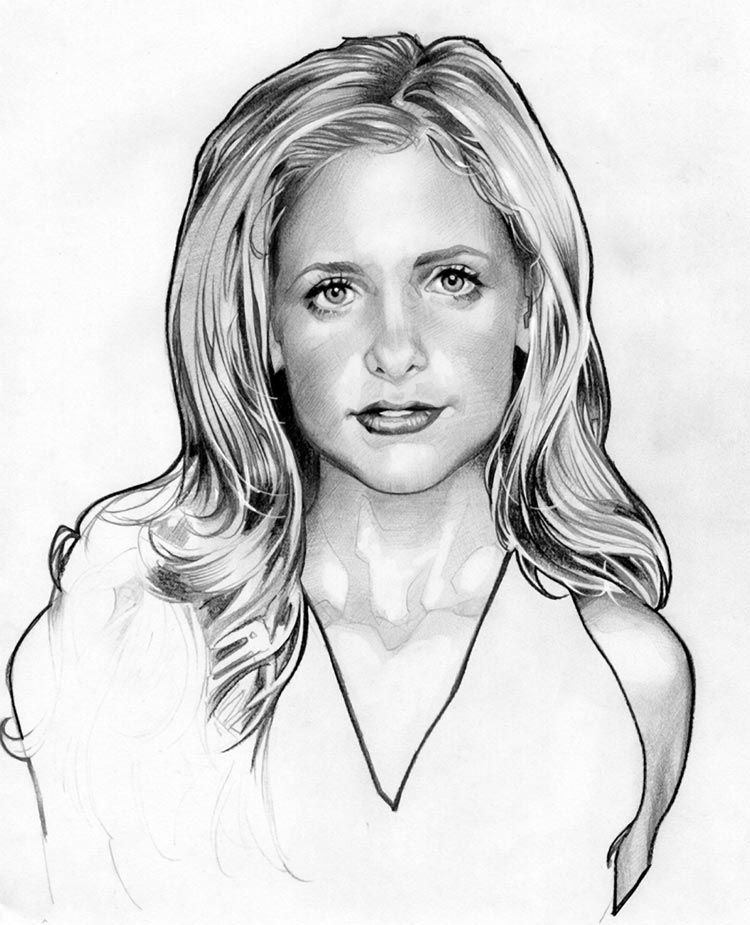 750x925 Buffy (Sketch) By Adam Hughes We Used To Have Rabbit Ears (Tv - Buffy Sketch