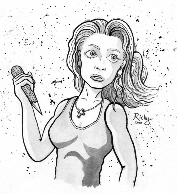 615x674 Buffy The Vampire Slayer Ink Drawing - Buffy Sketch