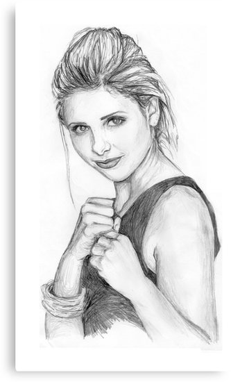 333x550 Buffy The Vampire Sketch Canvas Prints By Felix Ashford Redbubble - Buffy Sketch
