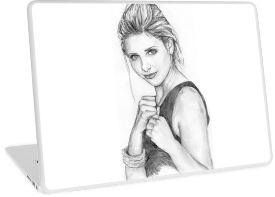 558x400 Buffy The Vampire Sketch Laptop Skins By Felix Ashford Redbubble - Buffy Sketch