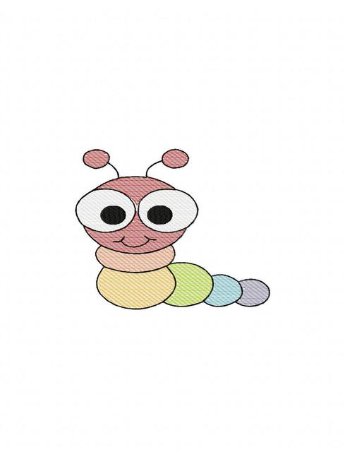 489x640 Caterpillar 1 Sketch Embroidery Design - Bug Sketch