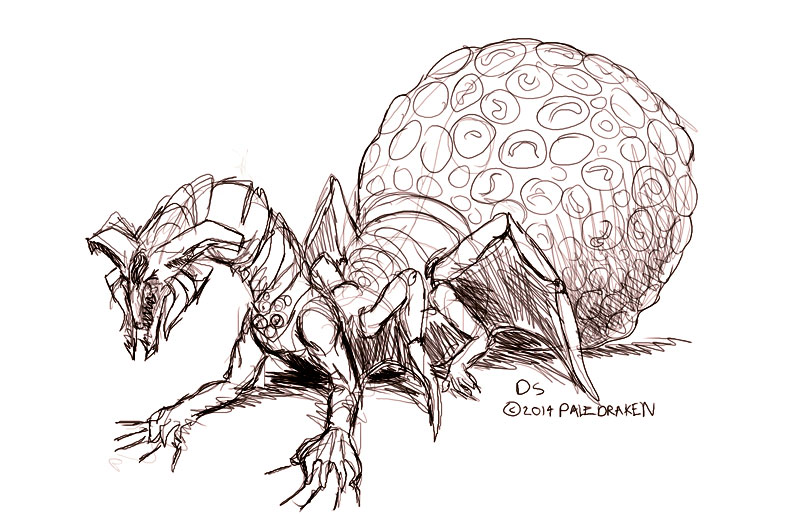 800x514 Dragon Bug Alien Queen Tf (Sketch) By Paledraken - Bug Sketch