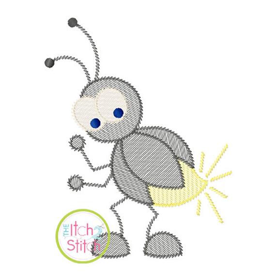570x570 Lightning Bug Sketch Embroidery Design For Machine Embroidery Etsy - Bug Sketch