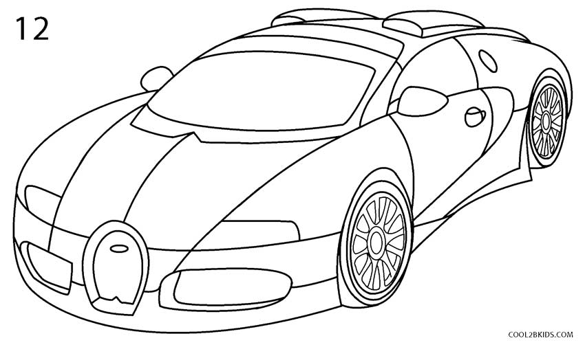 850x505 How To Draw A Bugatti (Step By Step Pictures) Cool2bkids - Bugatti Sketch
