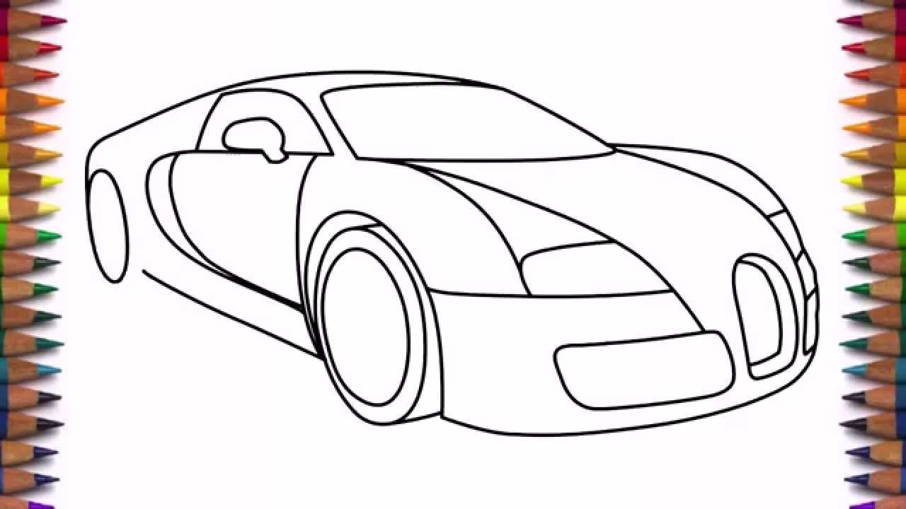 1280x720 How To Draw A Car Bugatti Veyron 2011 Drawing For Beginners And - Bugatti Veyron Sketch