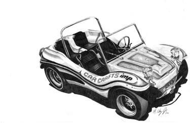 375x243 Empi Imp Dune Buggy Drawing By Mickey Chaney Saatchi Art - Buggy Sketch