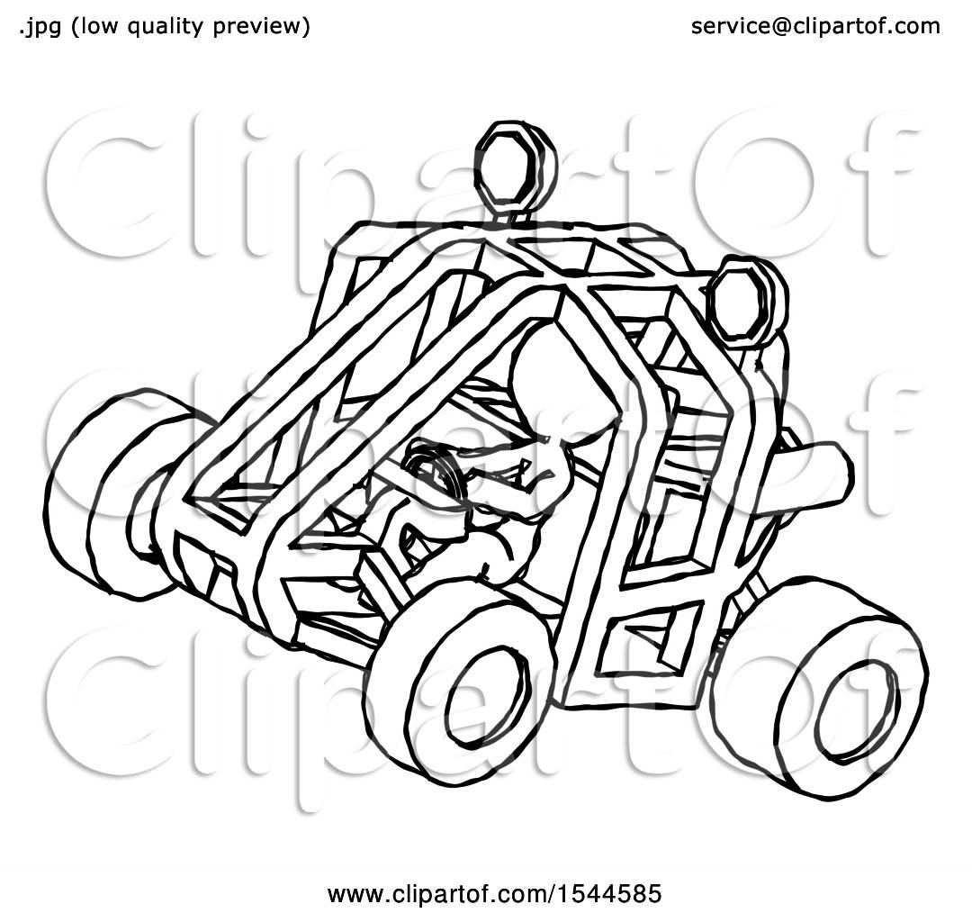1080x1024 Sketch Design Mascot Woman Riding Sports Buggy Side Top Angle View - Buggy Sketch
