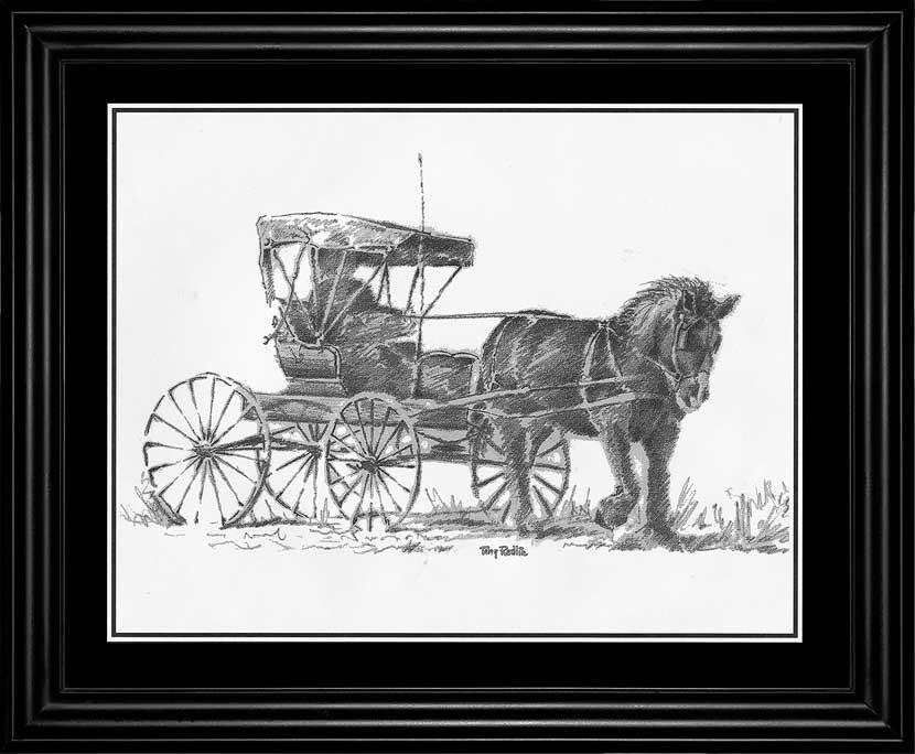 830x684 Terry Redlin Horse Amp Buggy Pencil Sketch - Buggy Sketch