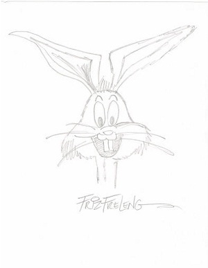 300x387 Friz Freleng Original Bugs Bunny Cartoon Drawing - Bugs Bunny Cartoon Sketch