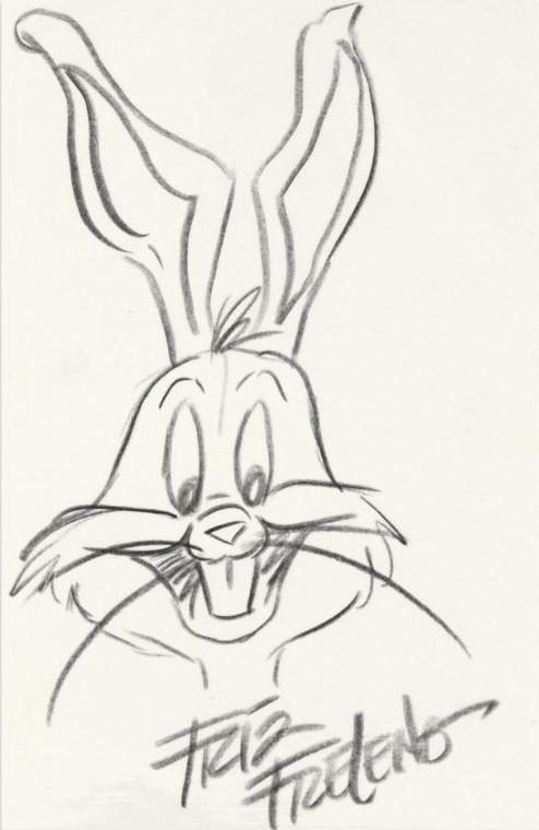 494x760 Bugs Bunny Friz Freleng Original Pencil Sketch Artist Hand Signed - Bugs Bunny Cartoon Sketch