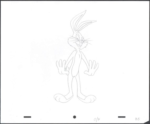 570x472 Bugs Bunny Cartoon Used Animation Cel Drawing Warner Brothers Etsy - Bugs Bunny Cartoon Sketch