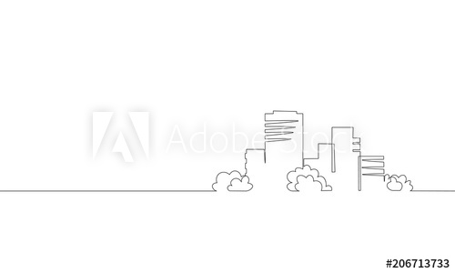 500x300 Single Continuous Line Art City Building Construction - Building Construction Sketch