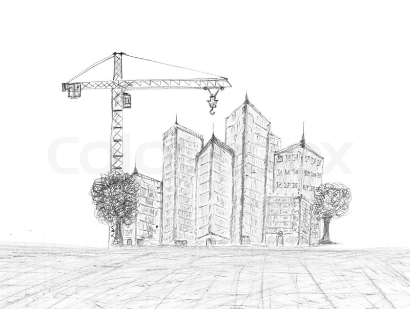 800x604 Sketching Of Building Construction Stock Photo Colourbox - Building Construction Sketch