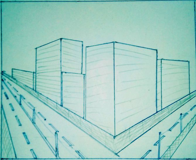 670x548 How To Draw Buildings In Perspective 9 Steps (With Pictures) - Building Perspective Sketch