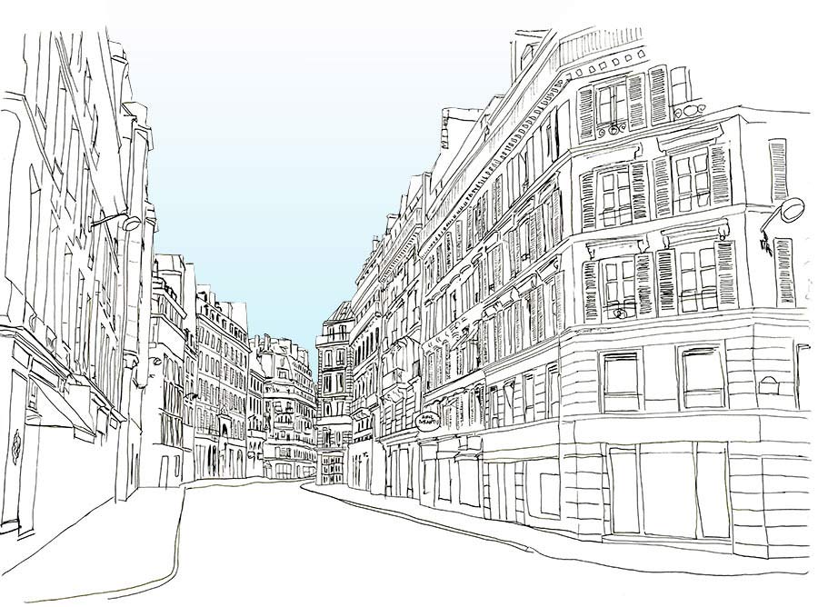 900x668 Paris Sketch Journal Paris Sketches - Building Sketch Drawing