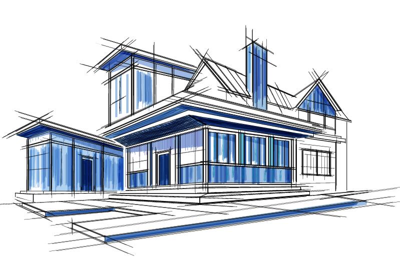 799x520 Building Draft Blueprint Sketch Vector Material 18 Free Download - Building Sketch Images