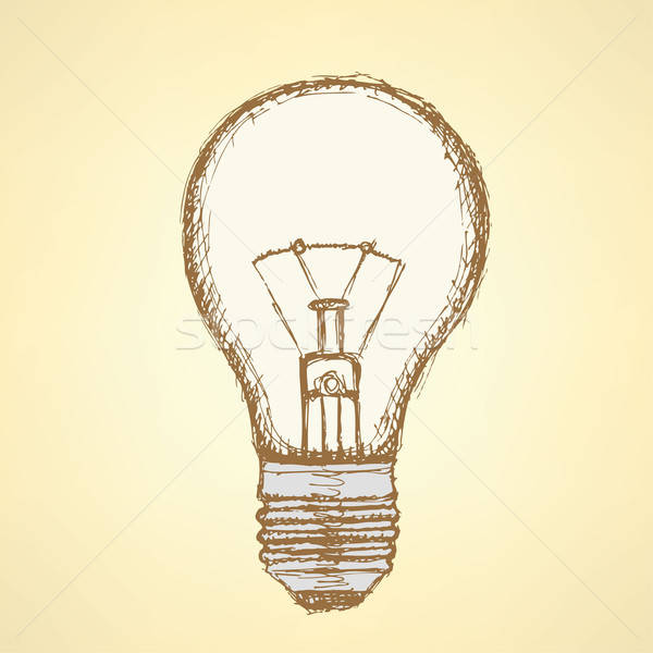 600x600 Sketch Light Bulb In Vintage Style Vector Illustration Liliia - Bulb Sketch