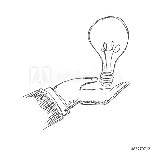 500x500 Hand Holding Light Bulb, Sketch, Vector, Illustration - Bulb Sketch
