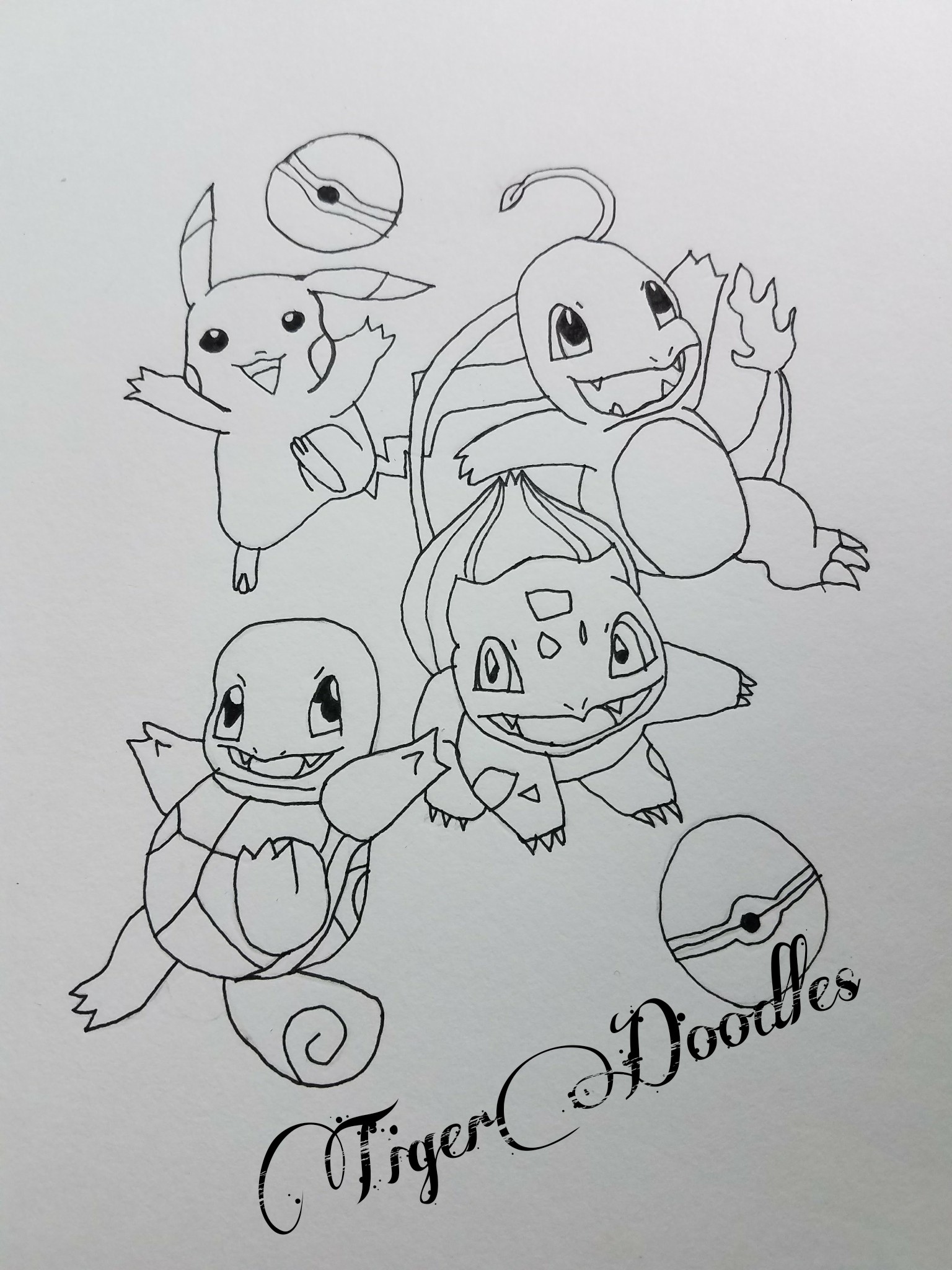 1536x2048 Pokemon Sketch Pikachu Squirtle Bulbasaur Charmander - Bulbasaur Sketch