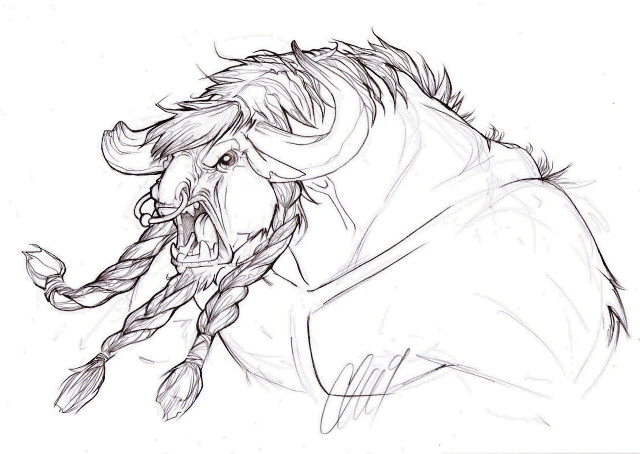 640x454 Mad Bull By Iseijin - Bull Face Sketch