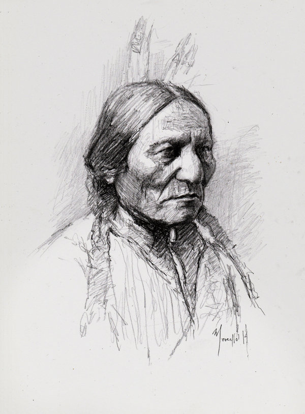 600x814 Quick Sketch Sitting Bull By Silentjustice - Bull Face Sketch