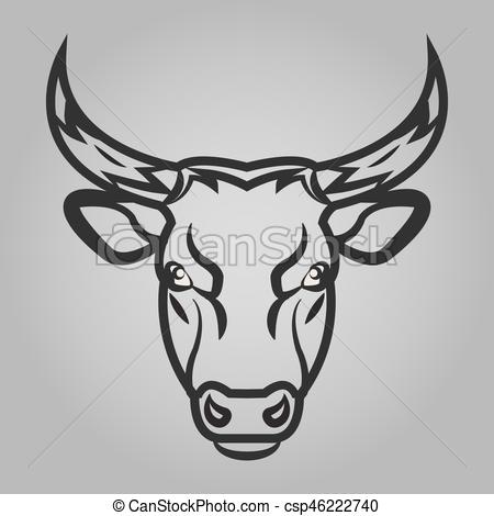 450x470 Bull Head Icon. Animals Symbol Vector Illustration. - Bull Head Sketch