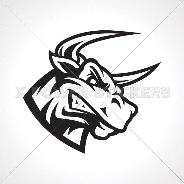 600x600 Decals Sticker Angry Bull Head Atv Weatherproof Racing Xp6 0502 - Bull Head Sketch