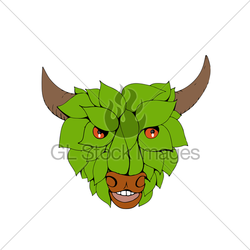 500x500 Green Bull Head Drawing Gl Stock Images - Bull Head Sketch
