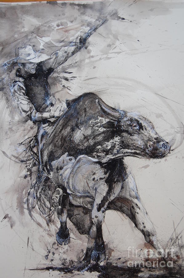 598x900 Bull Riding Drawings Fine Art America - Bull Riding Sketches