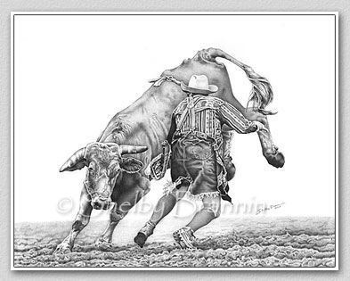393x315 Bull Riding Drawings Rodeo Bullfighter Thumbnail Image Bucking - Bull Riding Sketches
