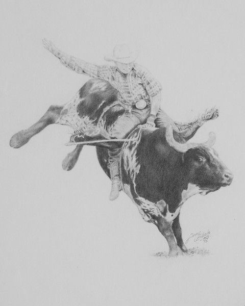 480x600 Favorite Shots - Bull Riding Sketches