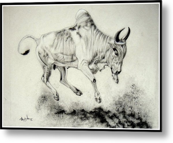 600x498 Dancing Bull Drawing By Aninda Dey - Bull Sketch