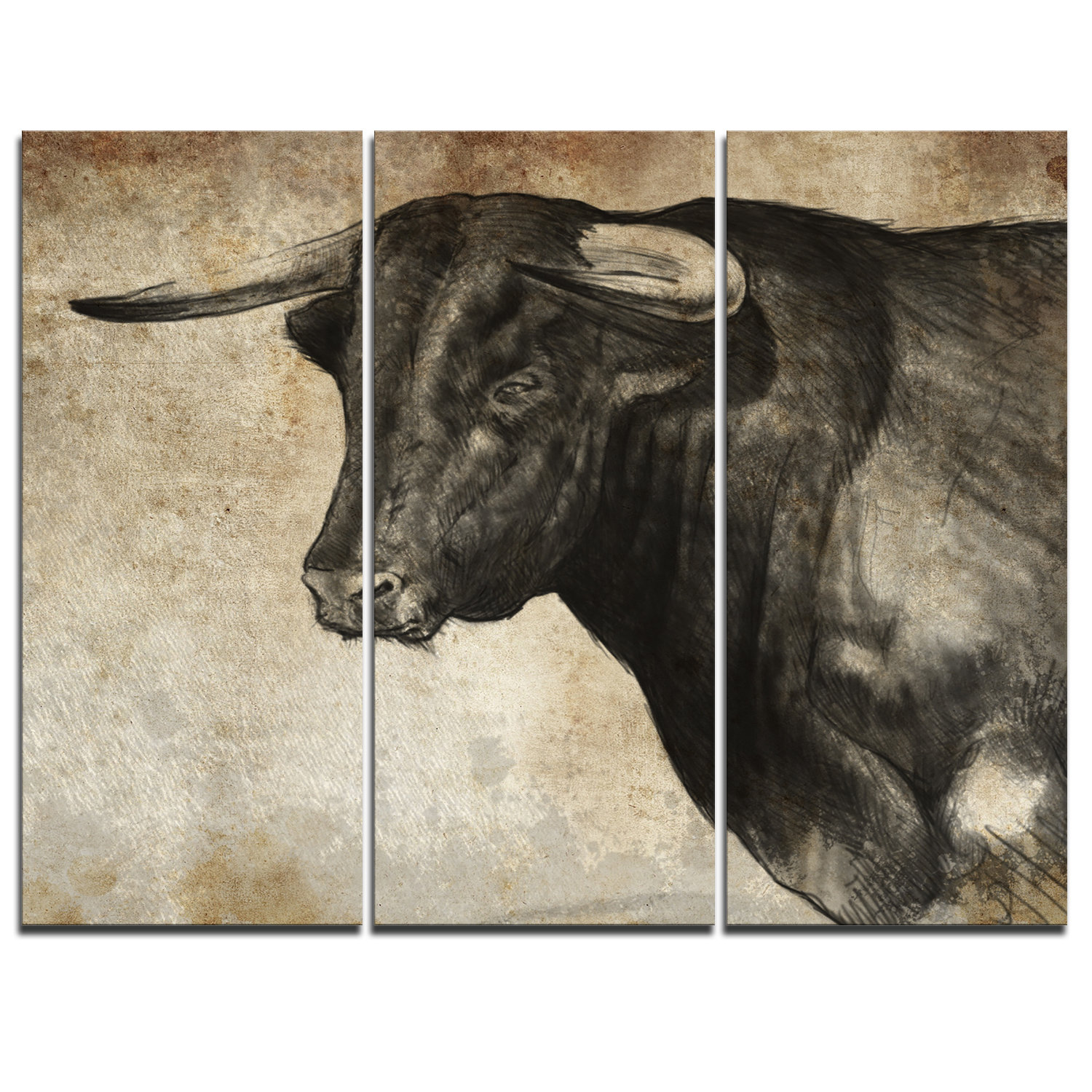 1500x1500 Designart Spanish Bull Sketch - Bull Sketch