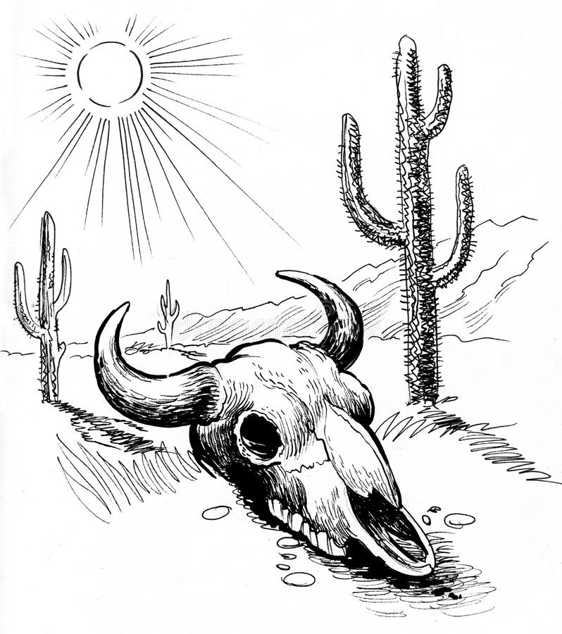 798x900 Collection Of Skull In Desert Drawing High Quality, Free - Bull Skull Sketch