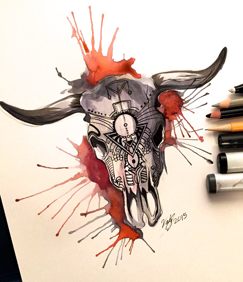 800x930 Day 6 Cow Skull Design By Lucky978 - Bull Skull Sketch