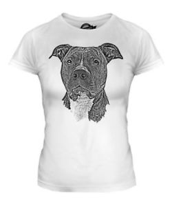 250x300 Staffordshire Bull Terrier Sketch Ladies T Shirt Top Gift Dog - Bull Terrier Sketch