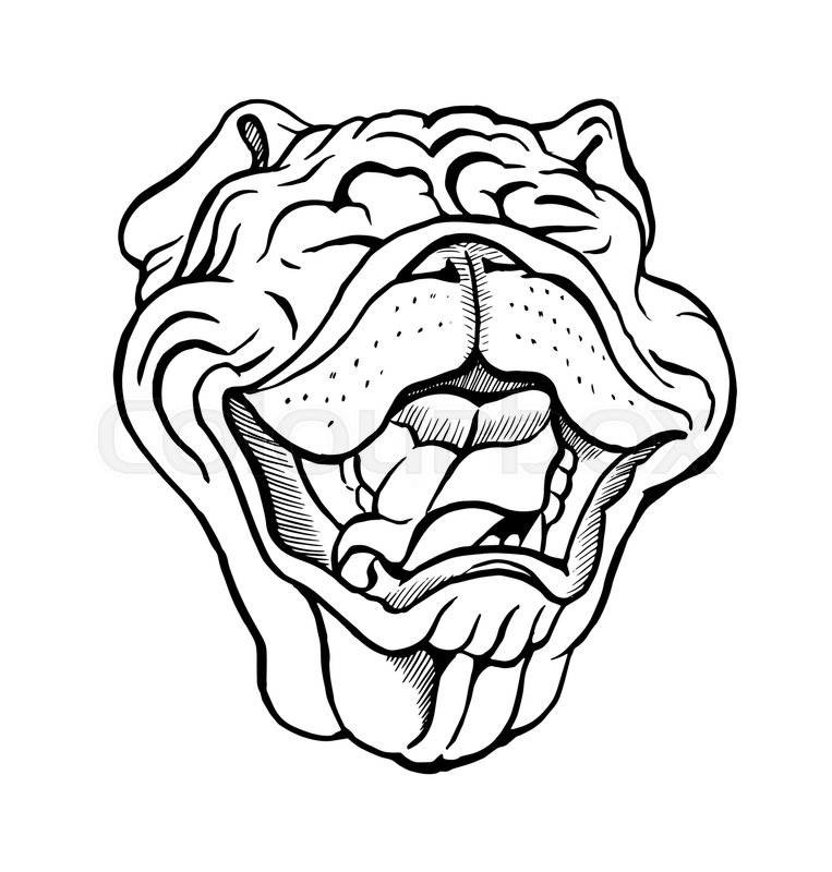 763x800 English Bulldog, Smiling Dog Face, Portrait, Sketch, Black And - Bulldog Face Sketch