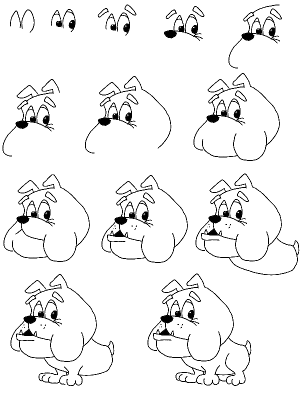 612x792 How To Draw A Bulldog Step By Step For Kids Go To All Lessons - Bulldog Face Sketch