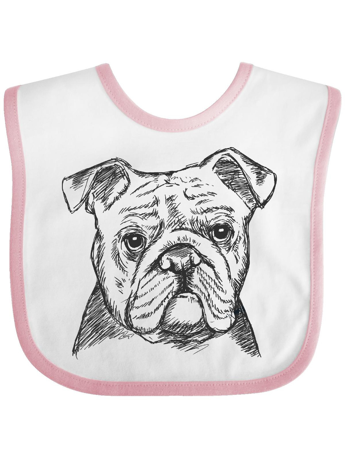 1203x1604 English Bulldog Sketch Portrait Baby Bib - Bulldog Sketch