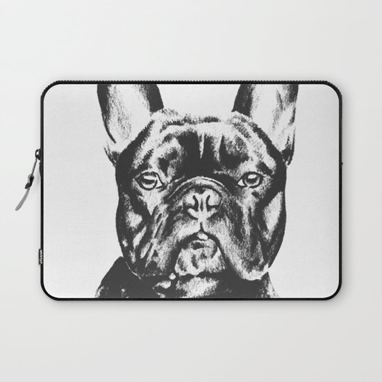 550x550 Black And White French Bulldog Sketch Laptop Sleeve By - Bulldog Sketch