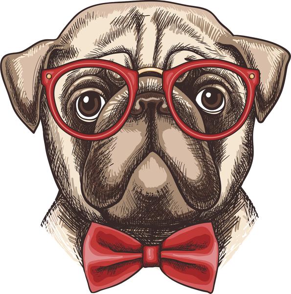 595x600 Cute Hipster Brown Pug Bulldog Sketch Vinyl Decal Sticker - Bulldog Sketch Images