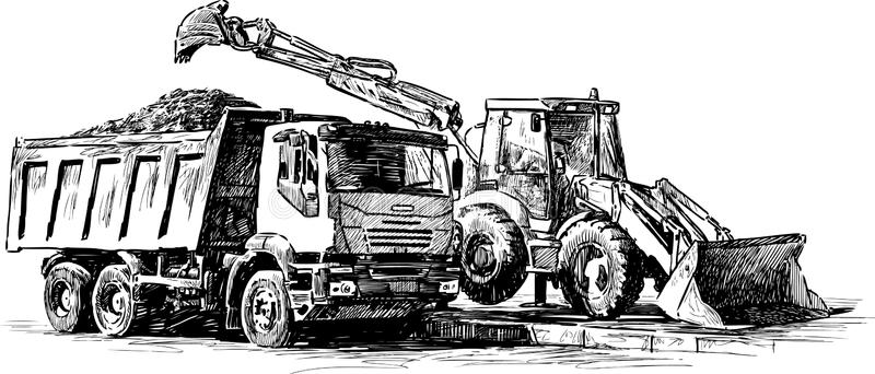 800x342 Bulldozer Clipart Dump Truck ~ Frames ~ Illustrations ~ Hd Images - Bulldozer Sketch