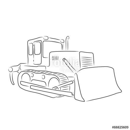 500x500 Outline Of Bulldozer, Vector Illustration Stock Image And Royalty - Bulldozer Sketch